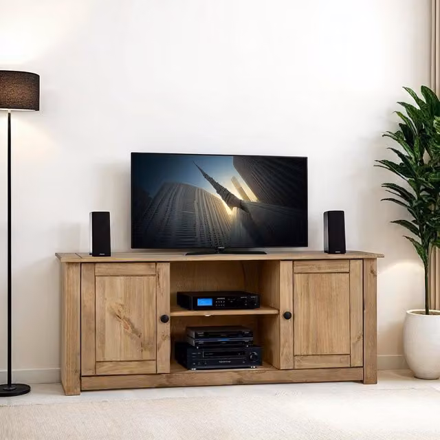 Seconique Panama Pine Flat Screen TV Unit in Natural Wax Finish