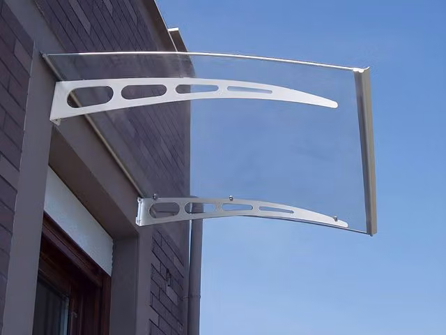 Vente-unique NEONA Curved Aluminium Door Canopy in Grey, W: 150 cm, D: 90 cm