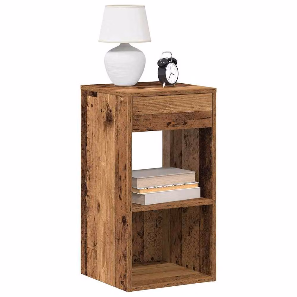 Berkfield Home Set of 2 Bedside Cabinets with Drawer in Old Wood Brown, W/D/H: 35 x 34 x 66.5 cm – 2