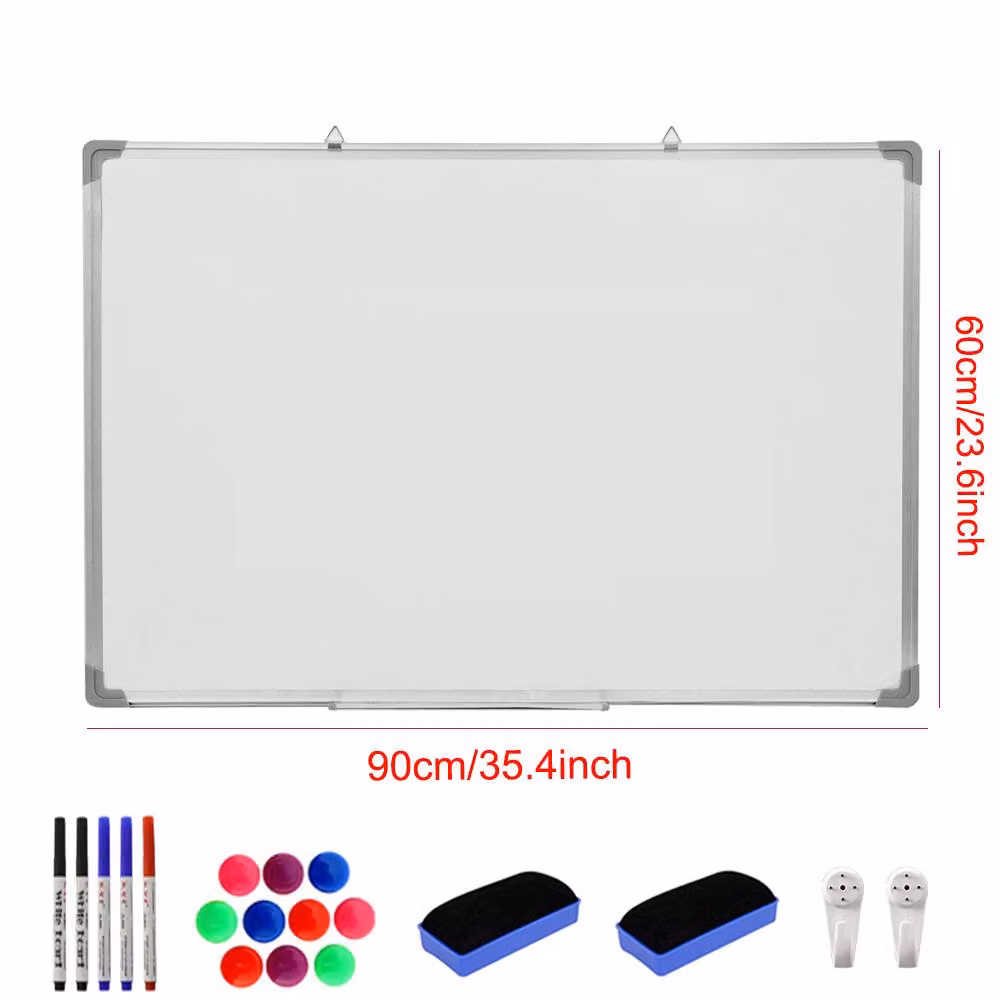 Ventryn Large Magnetic Whiteboard for Office and School, White, W: 90 cm, H: 60 cm – 2