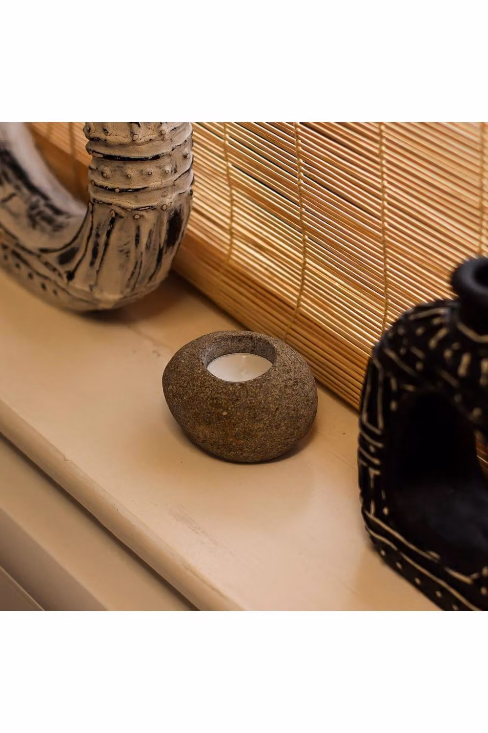 KDMD Natural Riverstone Tealight Candle Holder in Brown – 3
