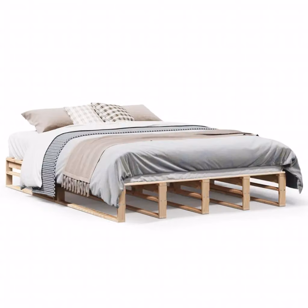 Berkfield Home Solid Wood Pine Bed Frame, Brown, W: 140 cm, D: 200 cm – 2