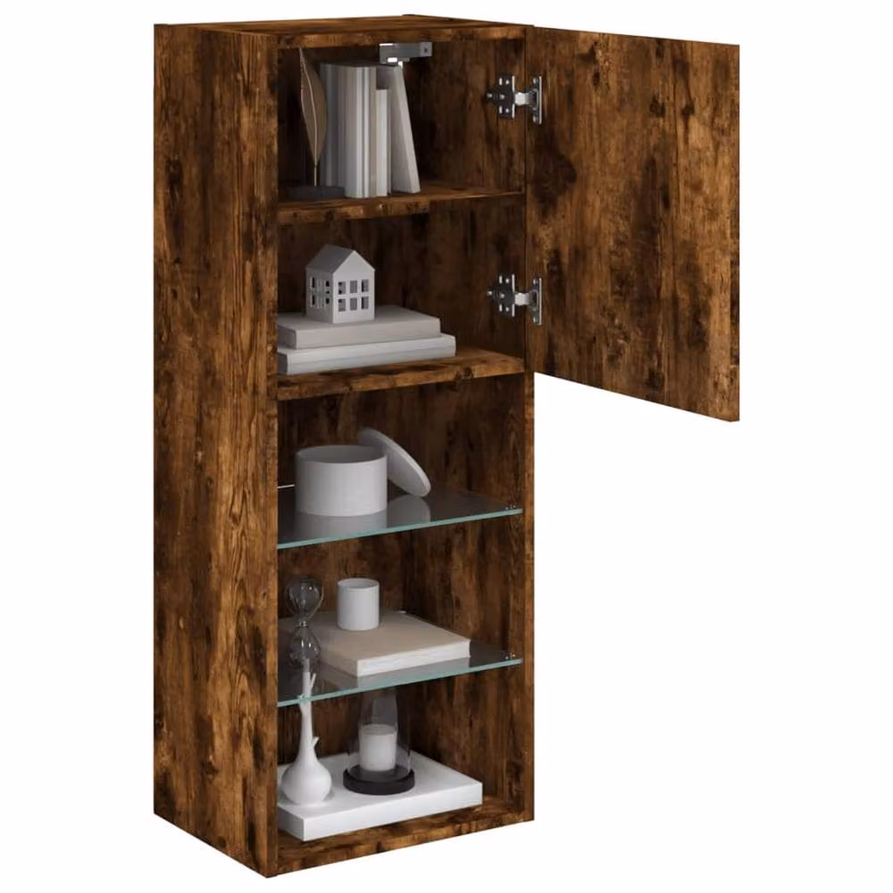 Berkfield Home Modern TV Cabinet with LED Lights in Smoked Oak Brown, W/D/H: 40.5 x 30 x 102 cm – 5