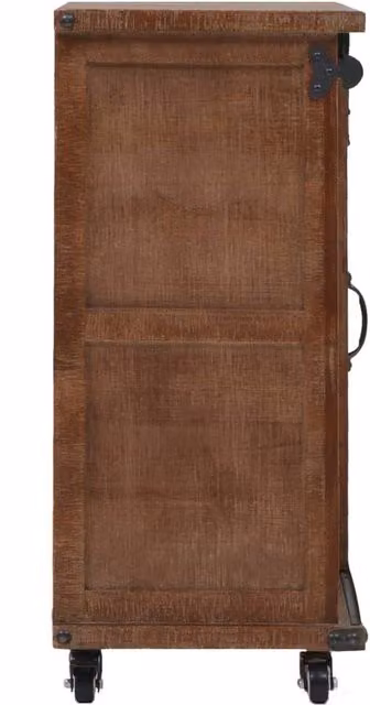 Berkfield Home Freestanding Storage Cabinet in Brown Lacquered Wood with Castors, W: 64 cm, D: 33.5 cm, H: 75 cm – 1