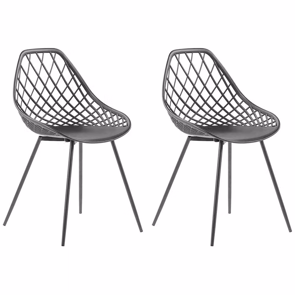 Wyld and Coco Scandi Net-Back Dining Chairs, Set of 2, Black – 2
