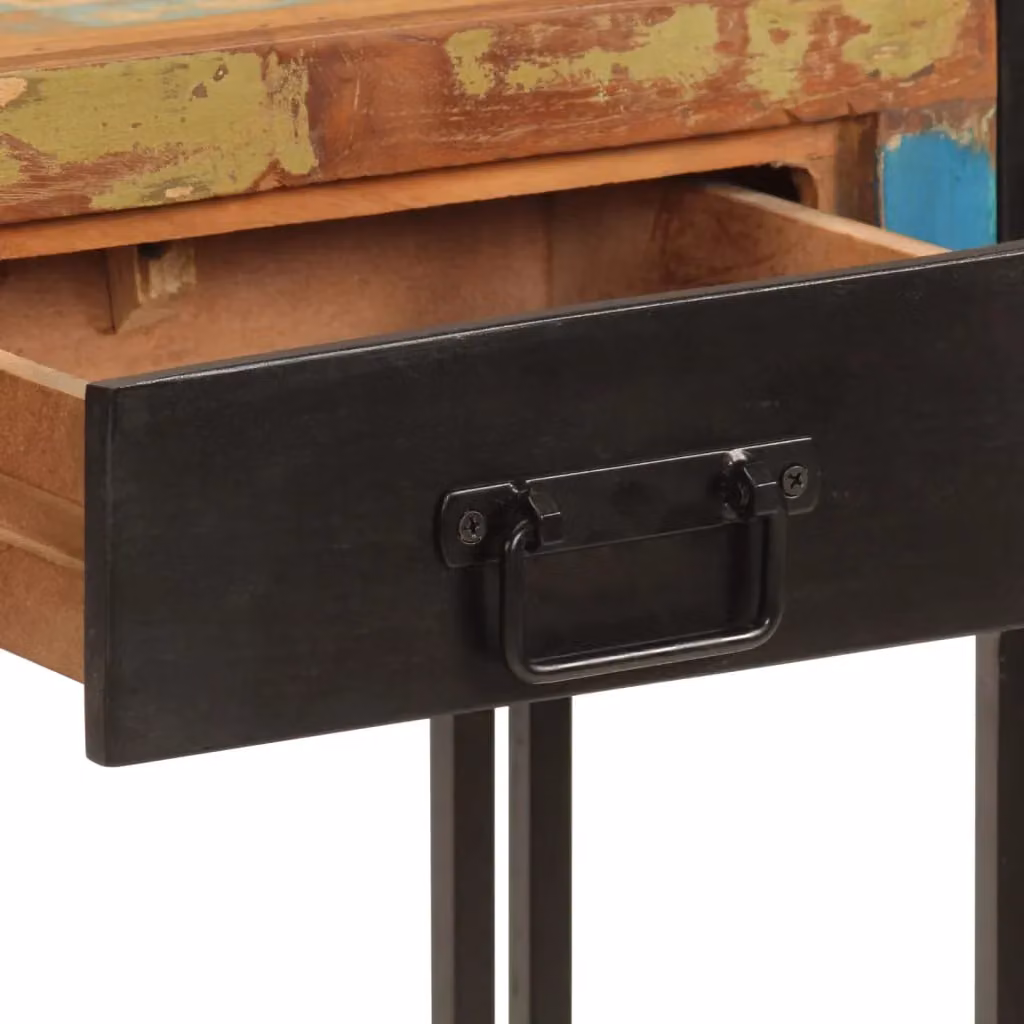 Berkfield Home Industrial Console Table in Black Reclaimed Solid Wood, W/D/H: 110 x 30 x 76 cm – 4