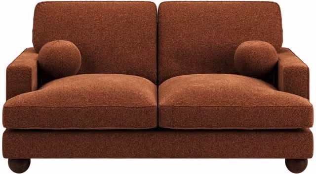 SolaceCo Addison 2 Seater Modern Upholstered Fabric Sofa in Orange with Scatter Cushions and Removable Covers