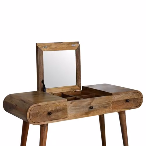 GHBOTTOM Scandinavian Mango Wood Dressing Table in Brown and White, W: 100 cm, D: 40.005 cm, H: 80.005 cm – 2
