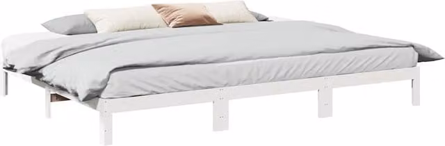 Berkfield Home Family Bed Frame in White Solid Pine Wood, W/D/H: 270 x 200 x 200 cm – 1