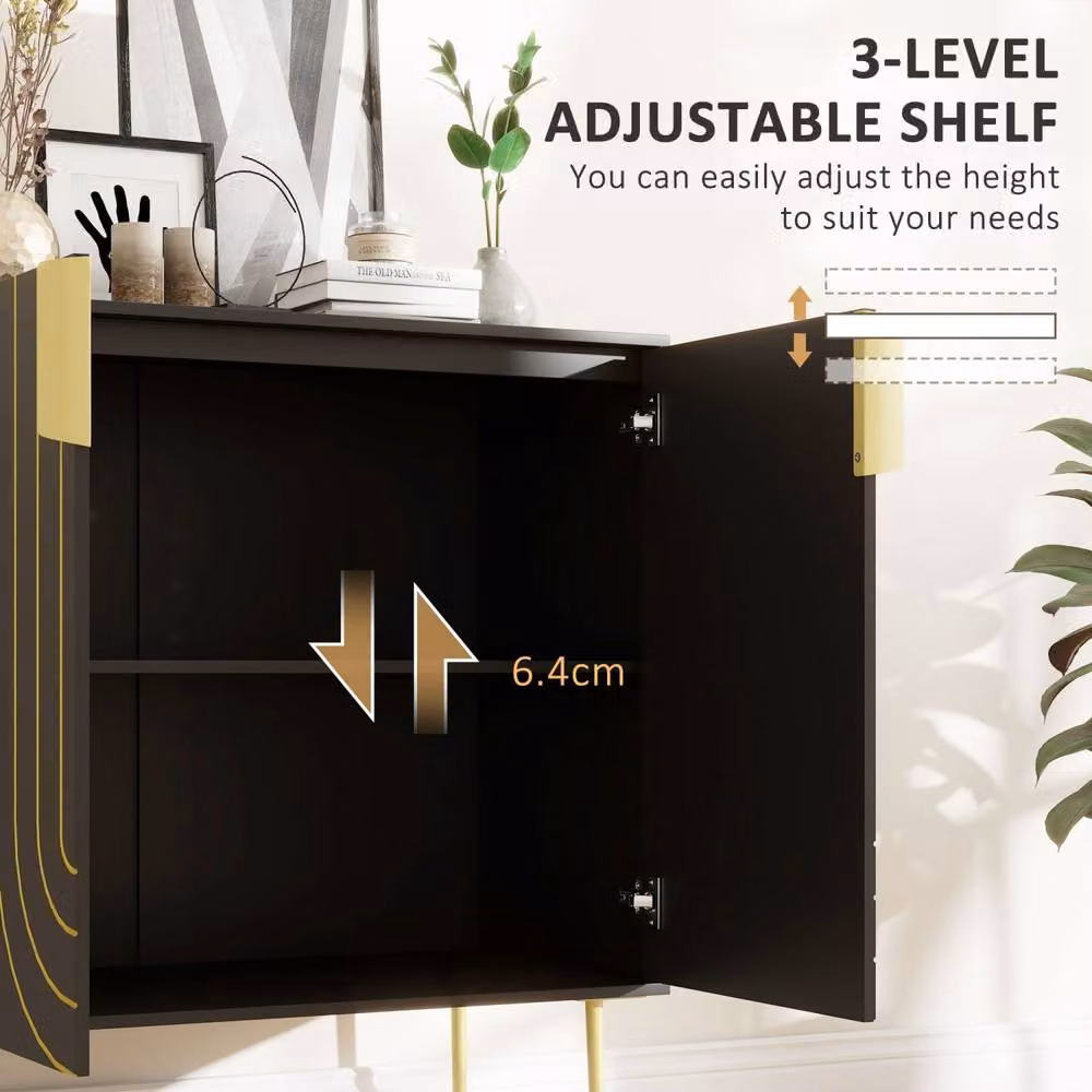 Wyld Haus Mose Art Deco 2 Door Sideboard in Black and Gold – 5