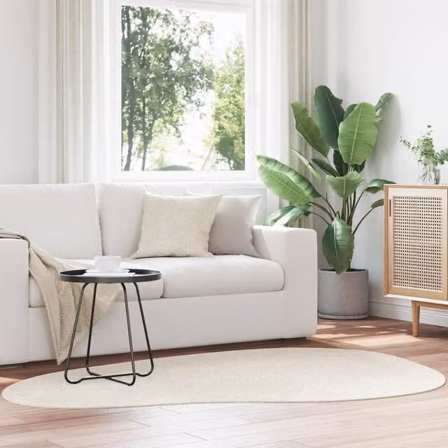 Berkfield Home Huarte Washable Cream Short Pile Rug W/D/H: 140 x 200 cm – 1