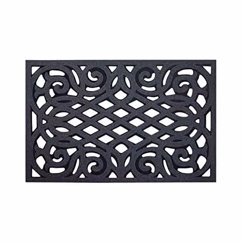 Oseasons Ornate Small Grey Doormat with Rustic Design, W: 40 cm, D: 60 cm, H: 1 cm – 5