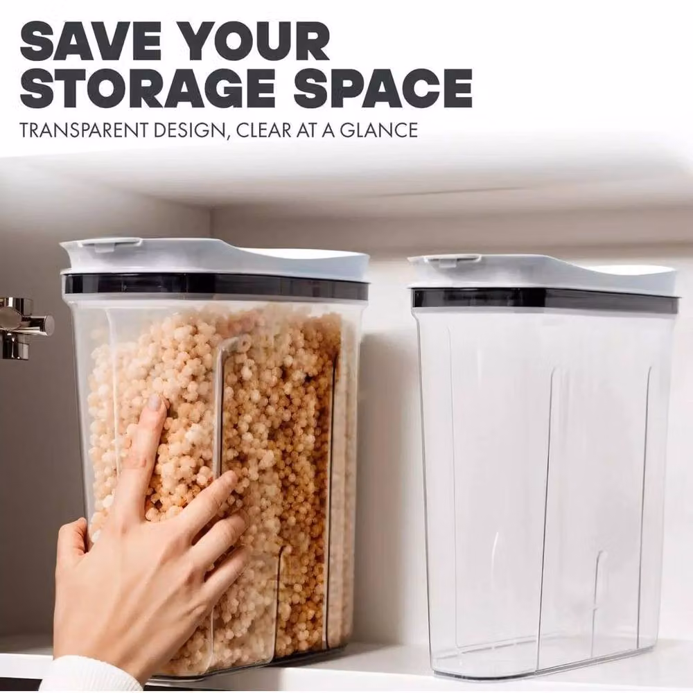KORVIXA 2x 4L Airtight Plastic Cereal Dispenser and Kitchen Storage Boxes in White and Transparent – 2