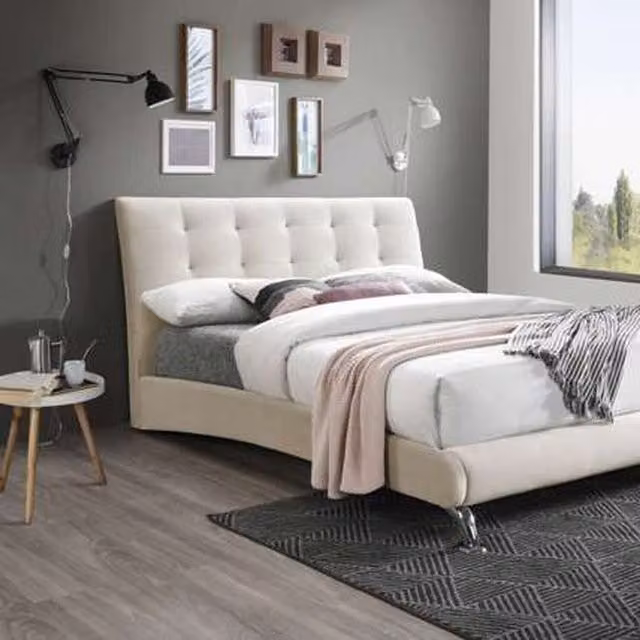 Birlea Hemlock Upholstered Fabric Bed in Yellow, W/D/H: 140 x 200 cm