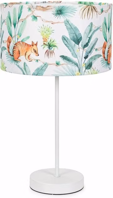 ValueLights Charlie White Table Lamp with Jungle Fabric Shade