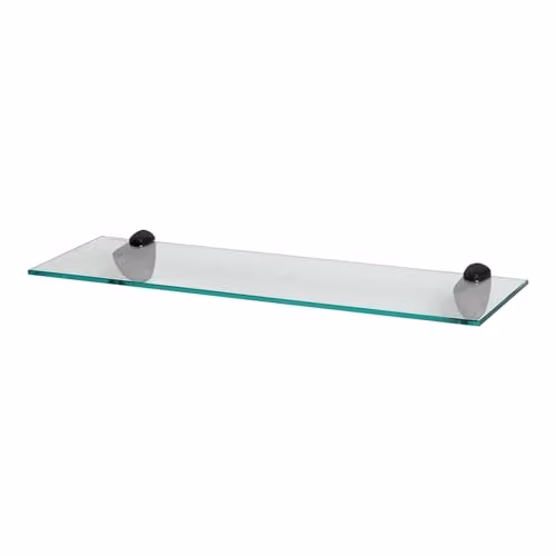 Harbour Housewares Floating Glass Bathroom Shelf, Black and Transparent, W: 60 cm, D: 13 cm, H: 1 cm – 1