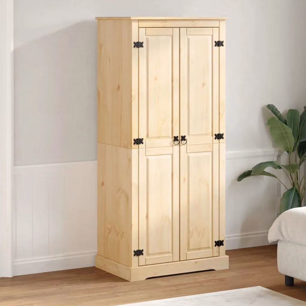 Berkfield Home Corona Wardrobe in Brown Solid Pine, W/D/H: 76 x 50 x 170 cm – 2