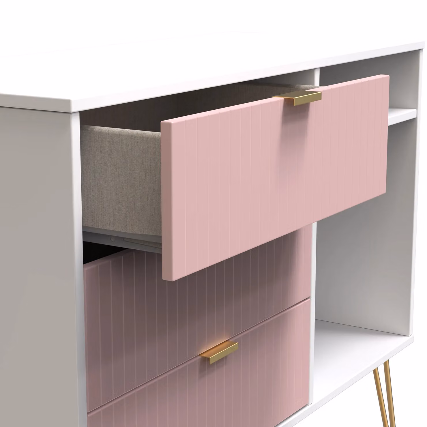 Ready Assembled 2 U Bexley 3 Drawer TV Unit in Pink and Gold – 3