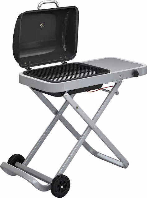 Outsunny Foldable Gas BBQ Grill with Side Table and Thermometer, Black, 2.5 kW
