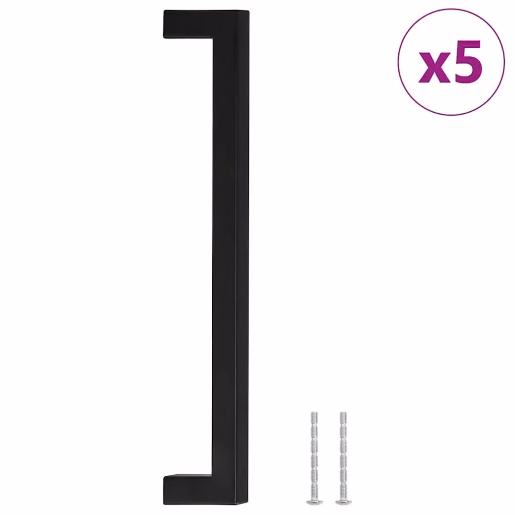 Berkfield Home Matt Black Stainless Steel Bar Cabinet Handles, 5 Pack, Length: 22.4 cm – 2
