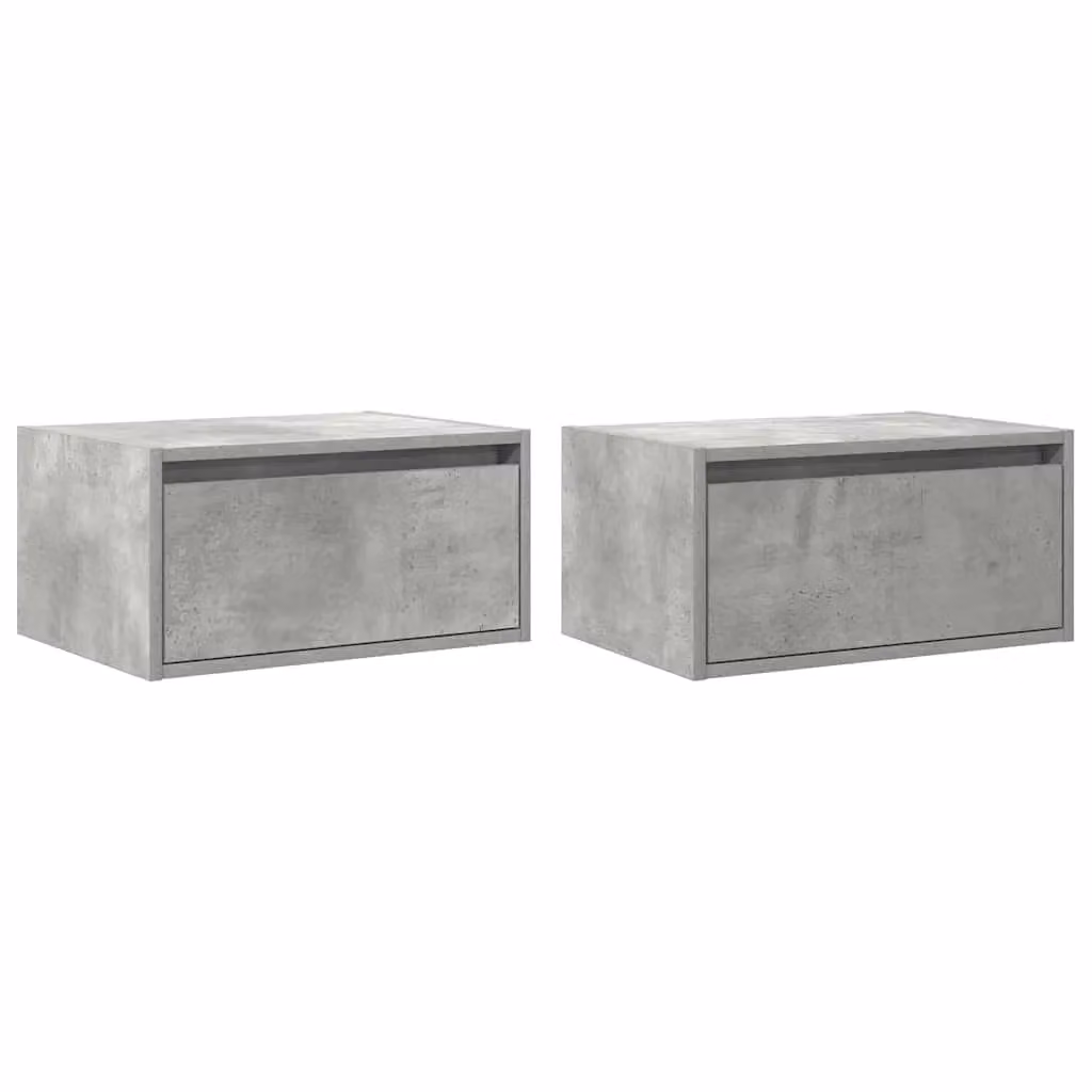 Berkfield Home Wall-mounted Bedside Cabinets with Integrated LED Lights, Set of 2, Concrete Grey – 2