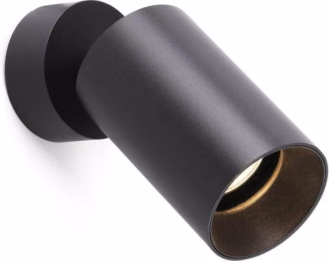 Netlighting Stan Adjustable Surface Mounted Spotlight in Black with 1x GU10 Metal Cylinder Design