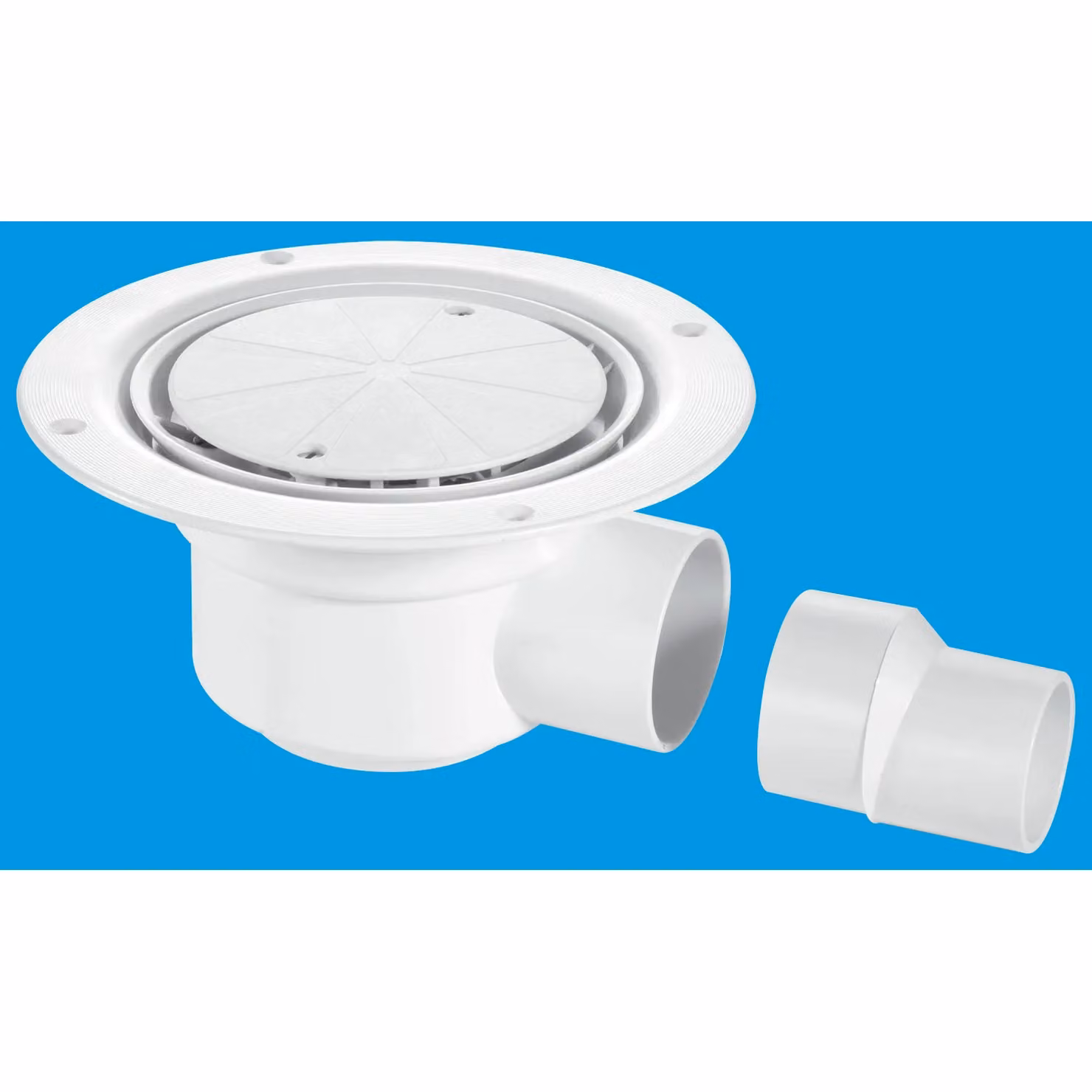McAlpine TSG50WH 50mm White Plastic Horizontal Water Seal Trapped Gully with Reducer, Clamp Ring and Cover Plate – 2