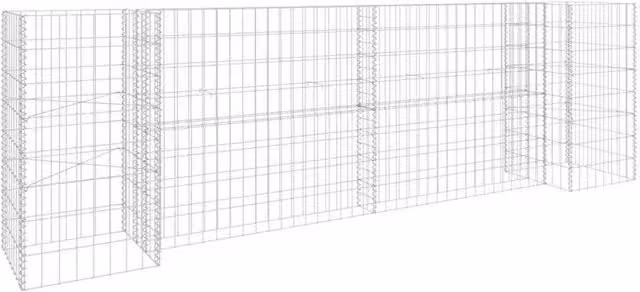 Berkfield Home H-Shaped Steel Wire Gabion Planter in Silver, W/D/H: 260 x 40 x 80 cm
