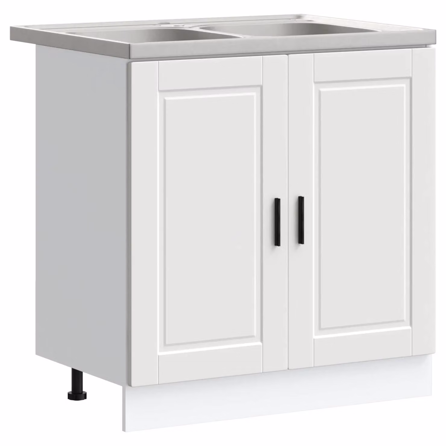Berkfield Home Porto Sink Base Cabinet with Sink, White, W/D/H: 80 x 46 x 84.5 cm