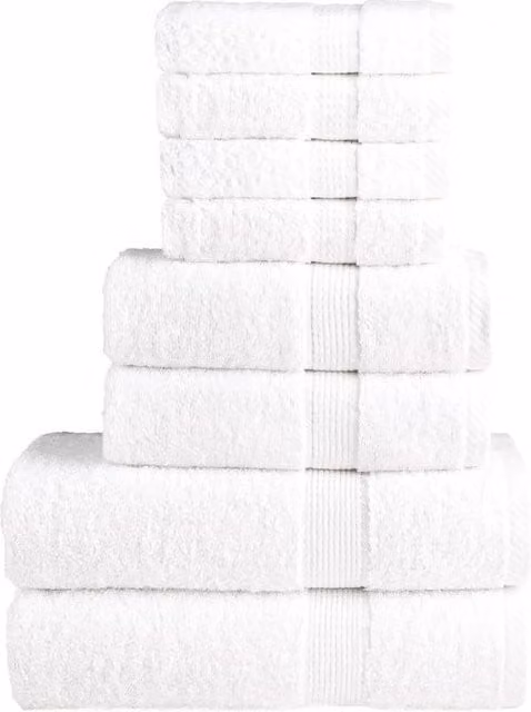 Berkfield Home SOLUND 8 Piece Premium White Cotton Terry Towel Set, 600 gsm