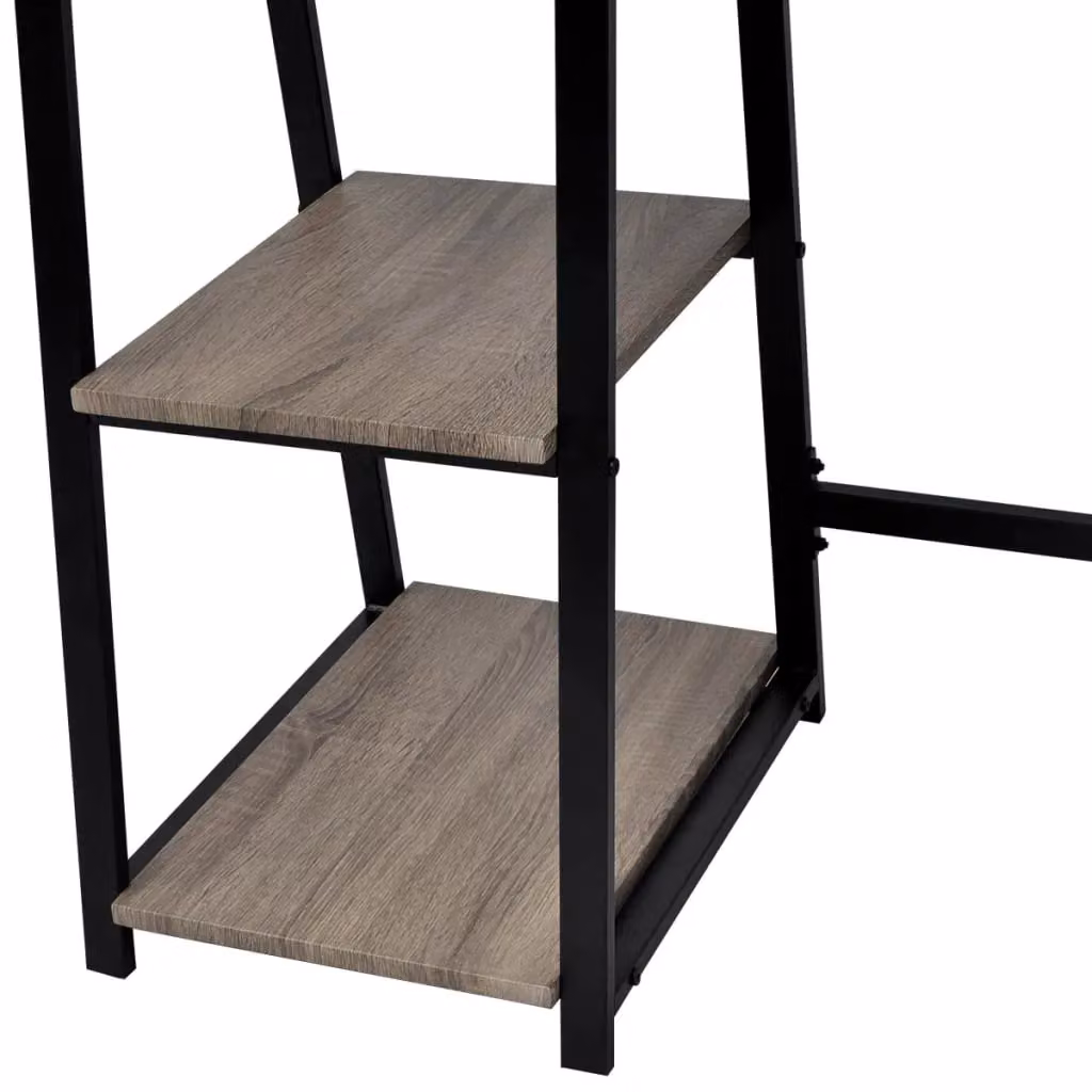 Berkfield Home Industrial Computer Desk with 2 Shelves in Grey and Oak – 3