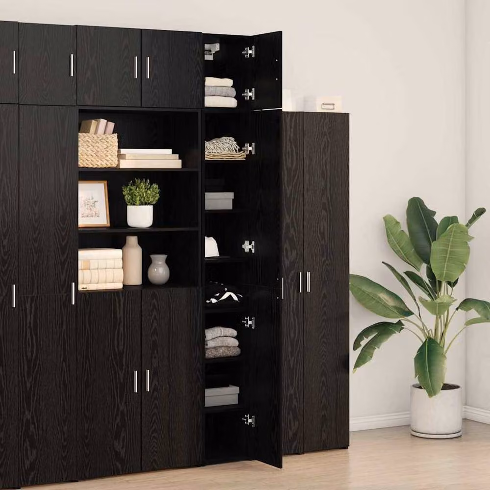 Berkfield Home Slim Storage Cabinet in Black Oak, W: 30 cm, D: 42.5 cm, H: 225 cm – 2
