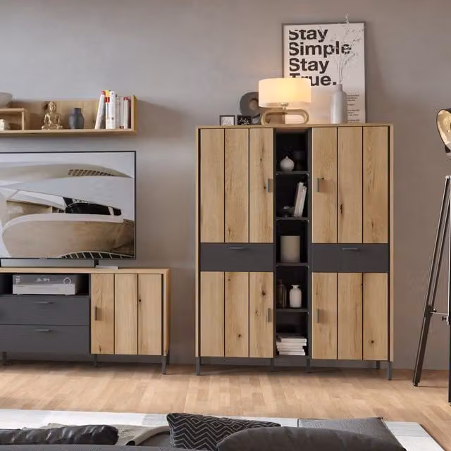 Furniture To Go Arundel Oak Wardrobe with Soft Close Hinged Doors and Internal Shelves