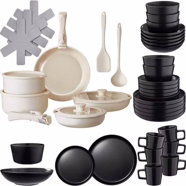 tectake Kitchen Starter Set Una/Genua Multicolour Ceramic and Stoneware Set – 1