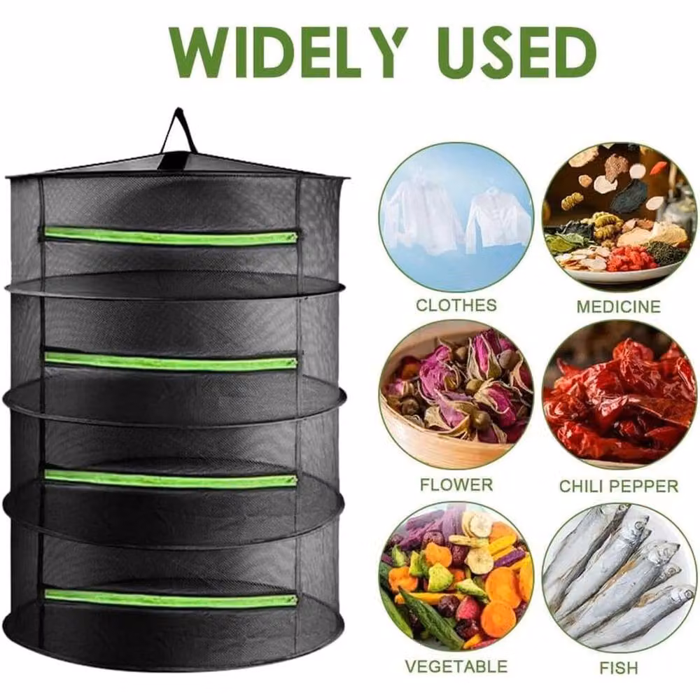 PAWNORA 4 Layer Hanging Herb Drying Net in Black, W/D/H: 80 x 60 x 0 cm – 4