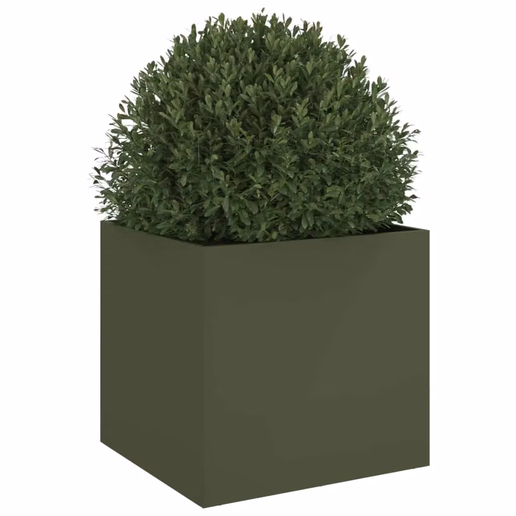 Berkfield Home Steel Planter Tub in Green, W/D/H: 49 x 47 x 46 cm – 4