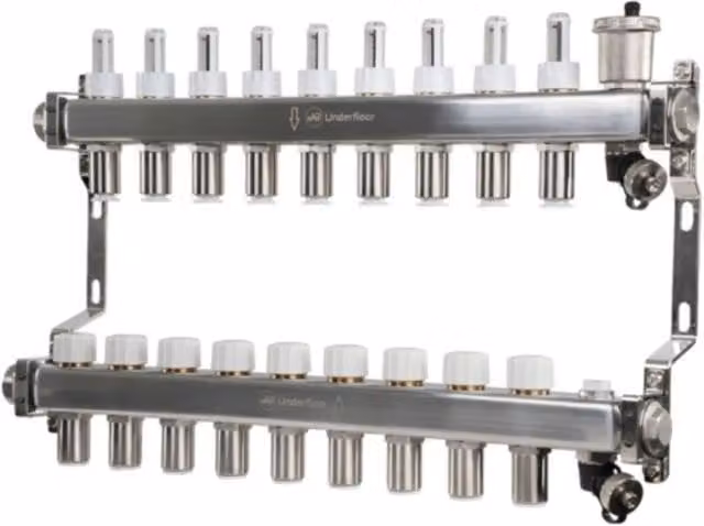 John Guest Speedfit 15mm 9 Port Underfloor Heating Manifold, Grey, JGUFHMAN9/4