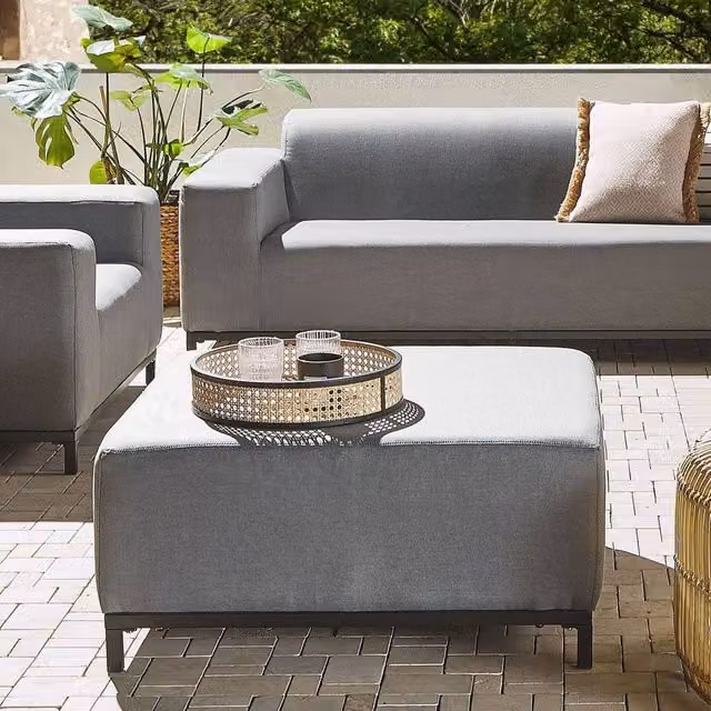 Wyld and Coco Grey Water-Resistant Ottoman with Black Aluminium Legs – 1