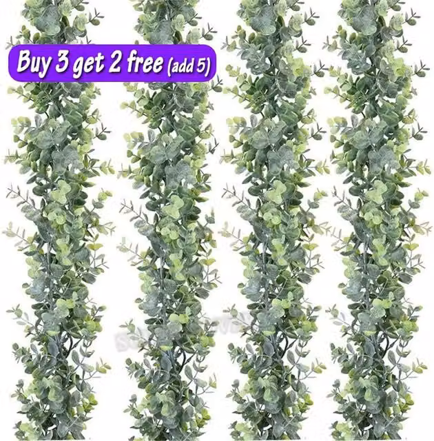 FLAVORA Green Artificial Eucalyptus and Willow Leaf Garland – 1