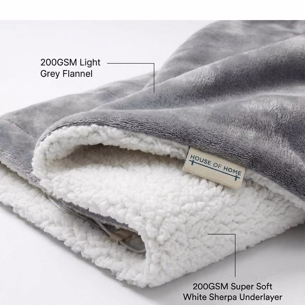 House of Home Electric Heated Fleece Throw Blanket, Grey, W/D/H: 160 x 130 cm – 3