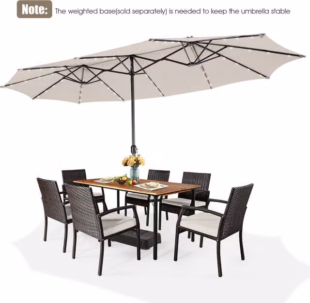 COSTWAY Extra Large Freestanding Sun Umbrella in White with Metal Frame
