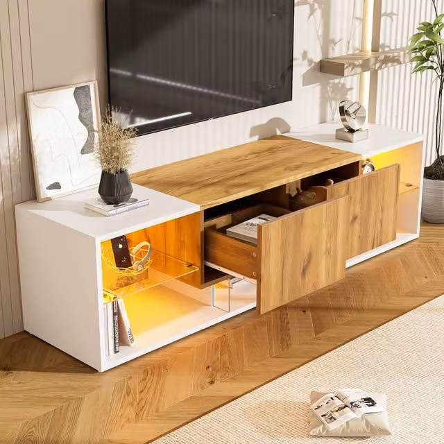 Merax Modern White LED TV Stand for TVs up to 70 Inch – 1