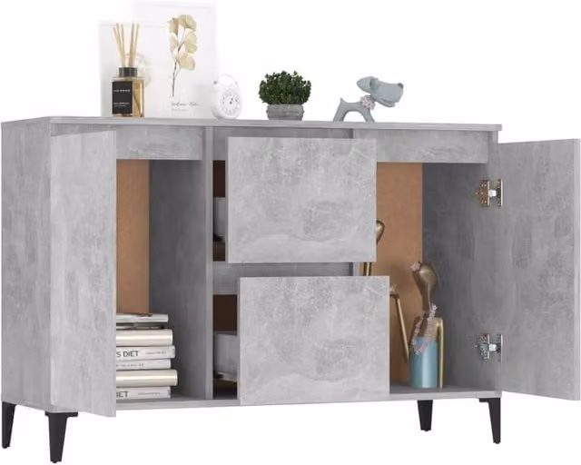 Berkfield Home Concrete Grey Sideboard in Engineered Wood, W/D/H: 104 x 35 x 70 cm – 1