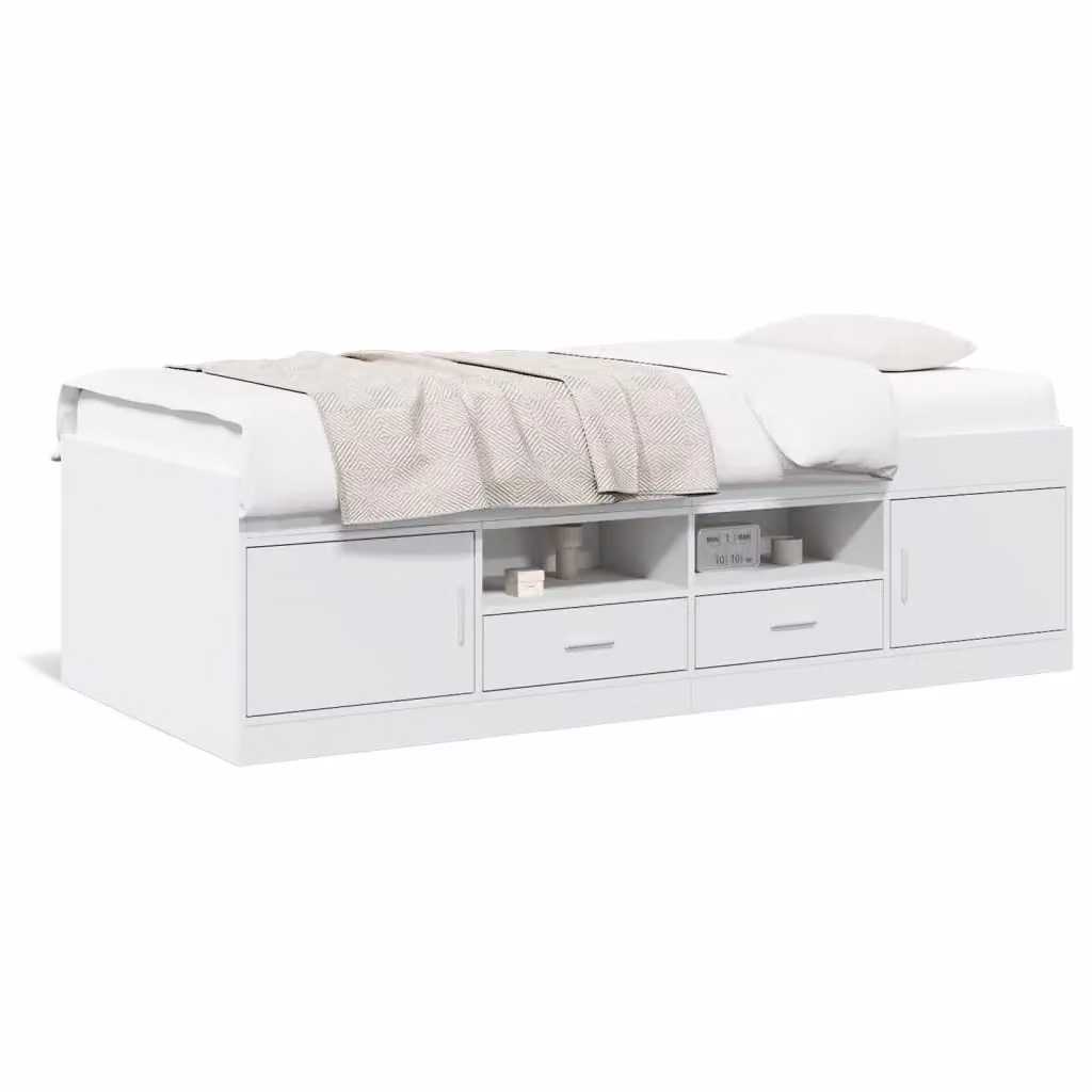 Berkfield Home Daybed with Drawers in White, W/D/H: 100 x 200 cm – 2