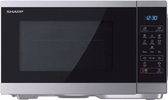 Sharp Solo Countertop Microwave in Silver, 20L, 900W, Width: 34.5 cm