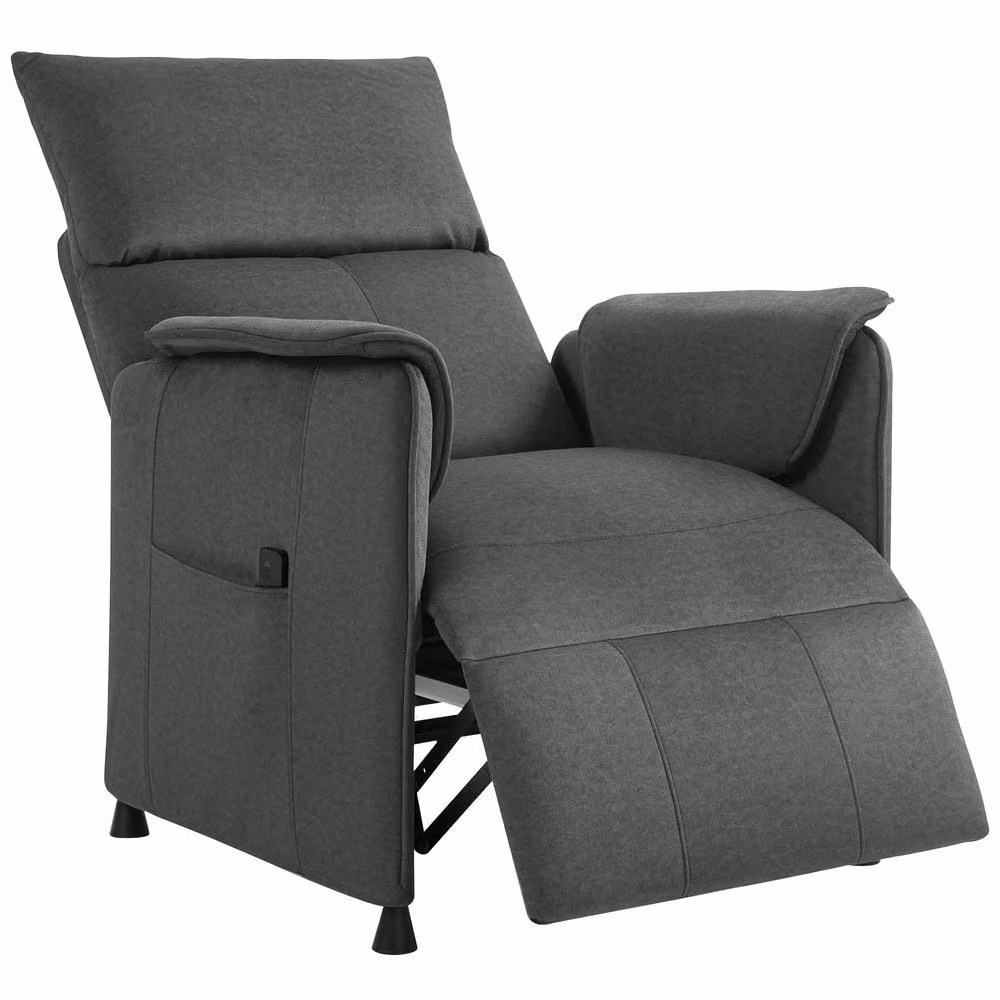 HOMCOM Electric Reclining Chair for Seniors with Remote Control, Velvet Fabric Single Seater in Grey or Black – 2