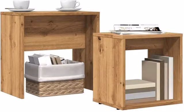 Berkfield Home Nesting Coffee Tables, 2 Piece Set in Brown Artisan Oak Engineered Wood – 1