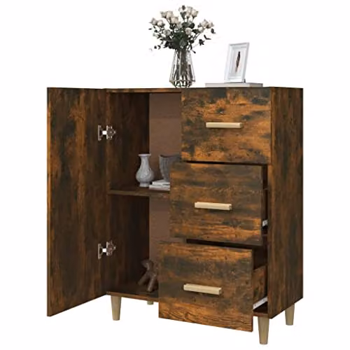 vidaXL Modern Smoked Oak Sideboard in Brown, W/D/H: 69.5 x 33 x 90 cm – 3