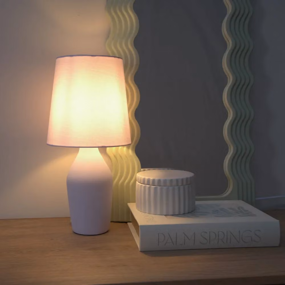 ValueLights Arlo Pair of Lilac Ceramic Table Lamps with Fabric Shades – 3