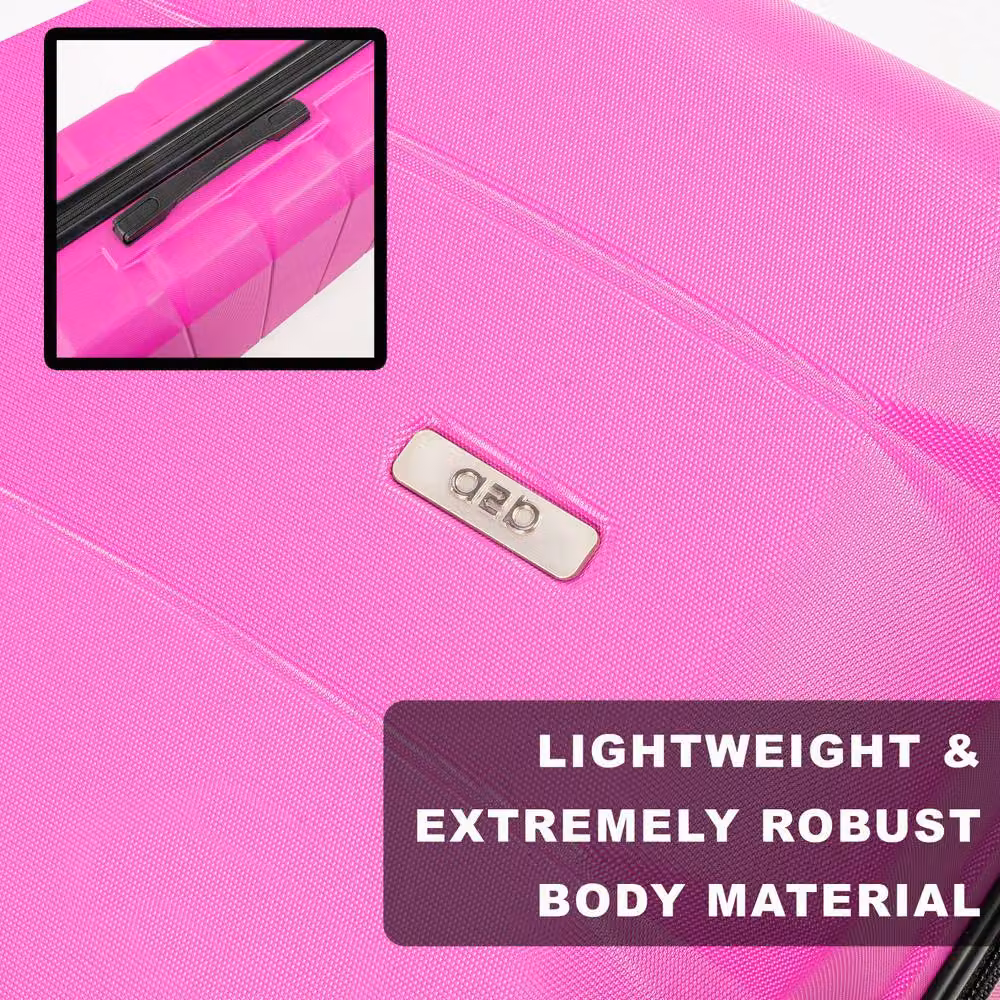 A2B Exodus 3-Piece Hard Sided Suitcase Set in Bright Pink with 4 Wheels – 5